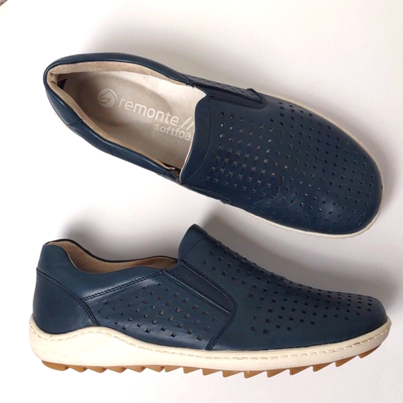 Remonte Navy Liv 21 Perforated Leather Softfoam Walking Shoes Women's Size 39 - Picture 3 of 16